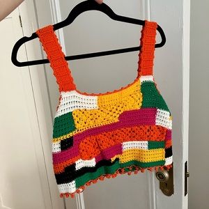 Zara crochet knit cropped patchwork tank. Size small.